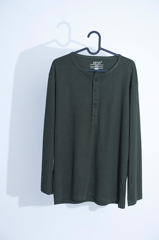 Men's Henley Shirt - Lunar Green - keos.life