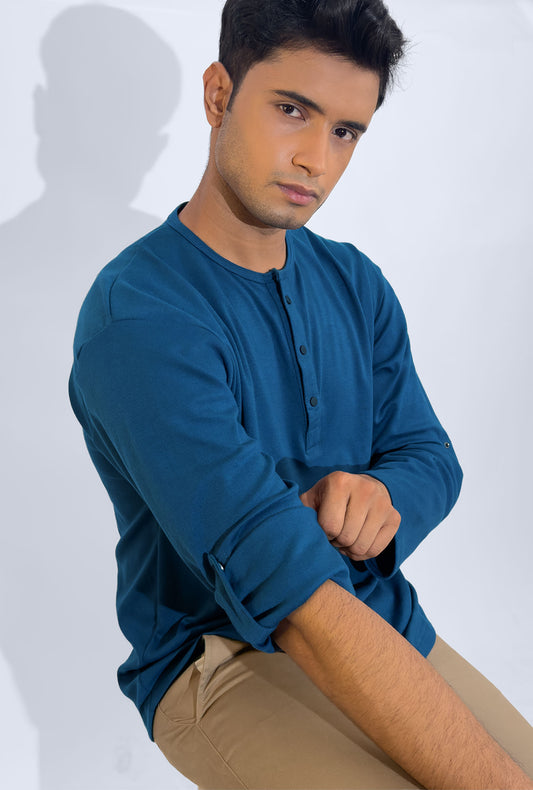 Men's Henley Shirt - Deep Waters - keos.life