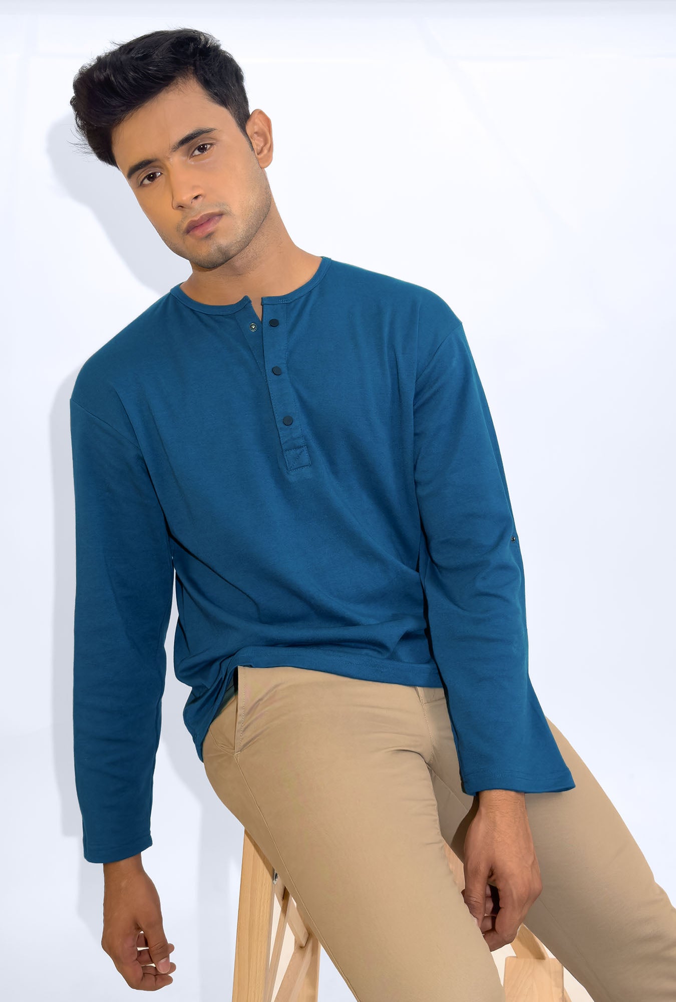 Men's Henley Shirt - Deep Waters - keos.life
