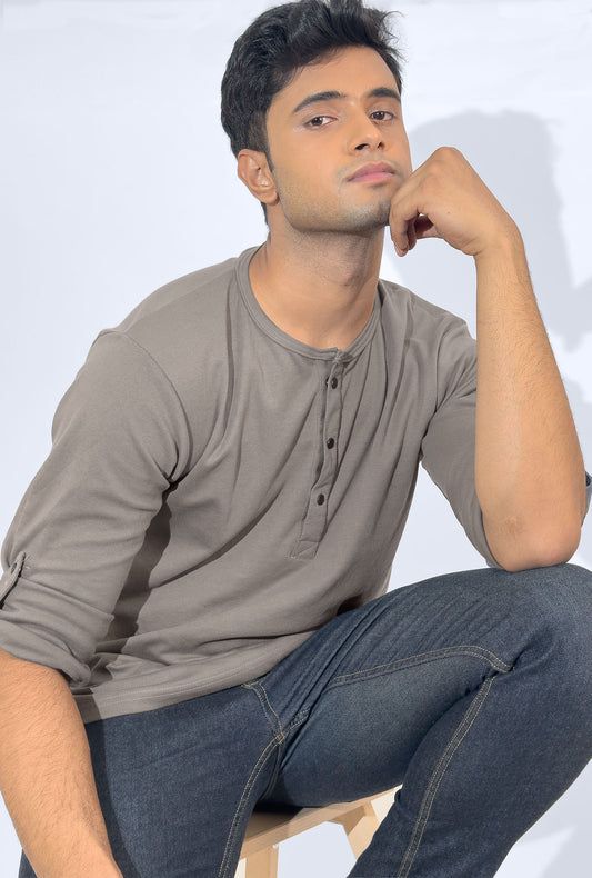 Men's Henley Shirt - Sand Dune - keos.life