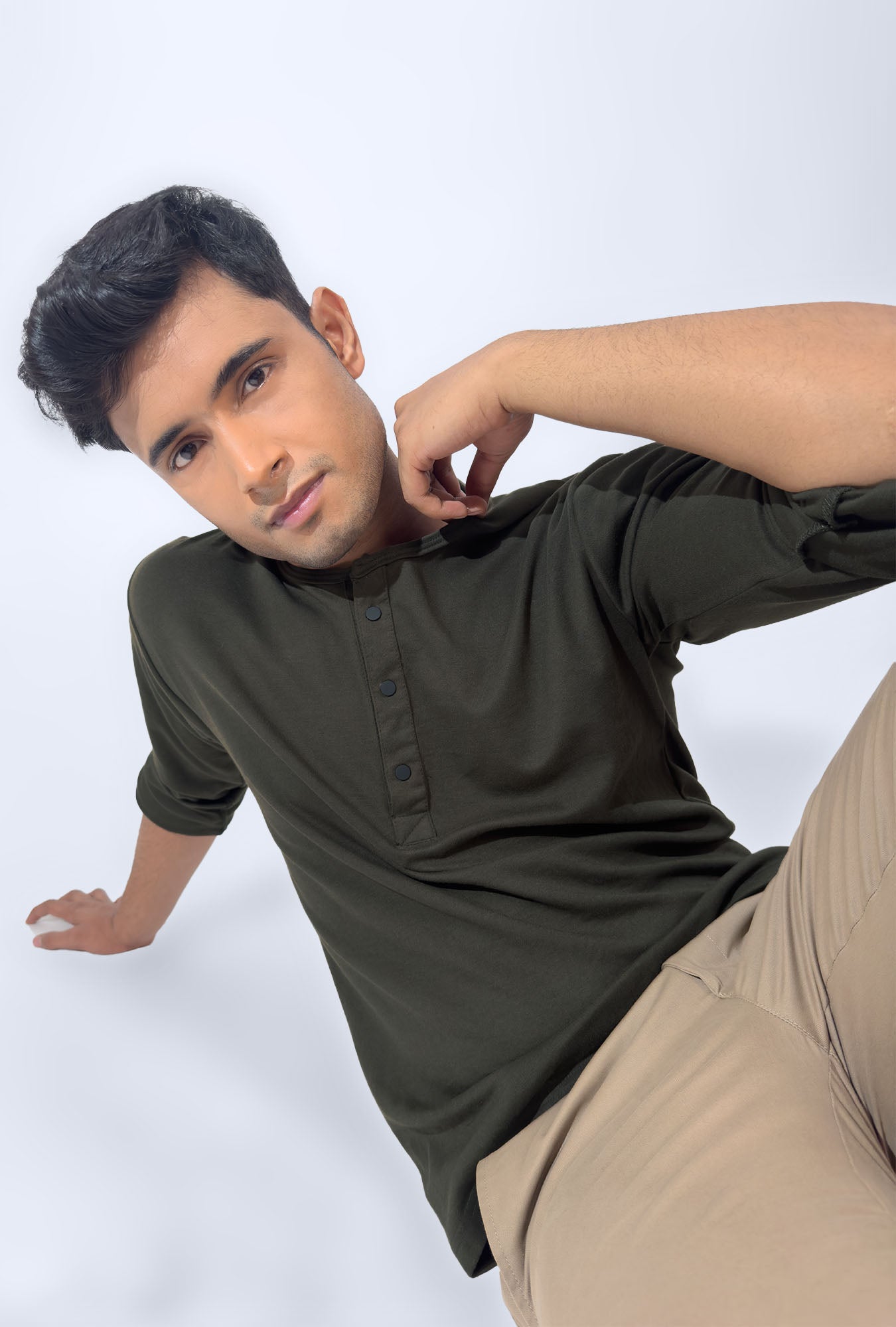 Men's Henley Shirt - Lunar Green - keos.life