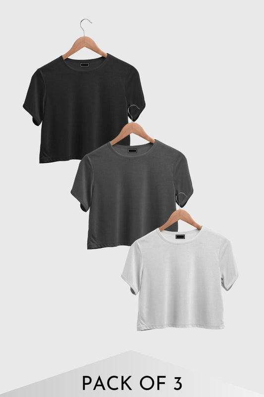 Basic Cotton Crop Tops - Midtones - Pack of 3 - keos.life