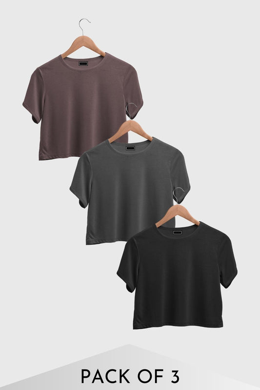 Basic Cotton Crop Tops -  Neutral Tones - Pack of 3 - keos.life