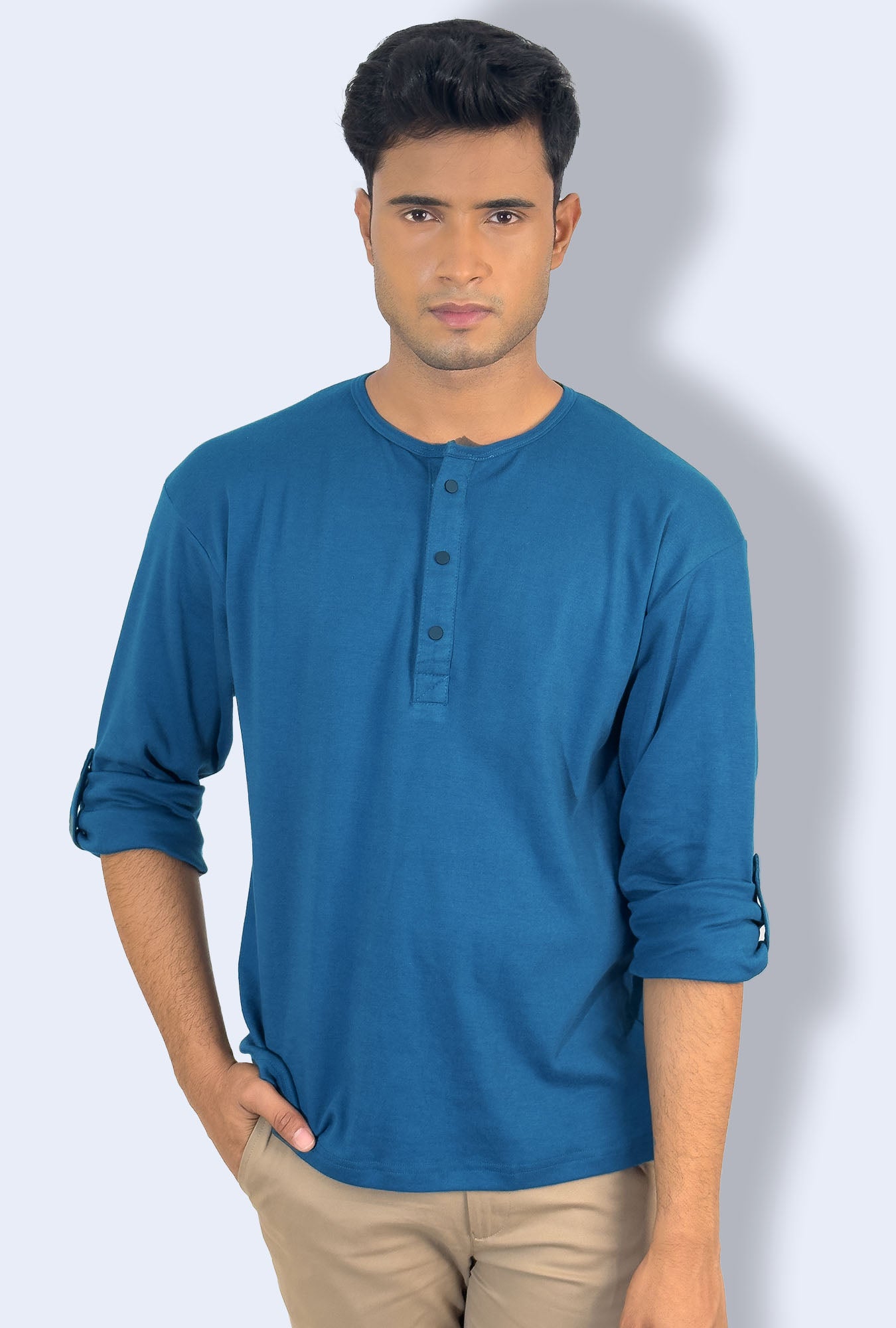 Men's Henley Shirt - Deep Waters - keos.life