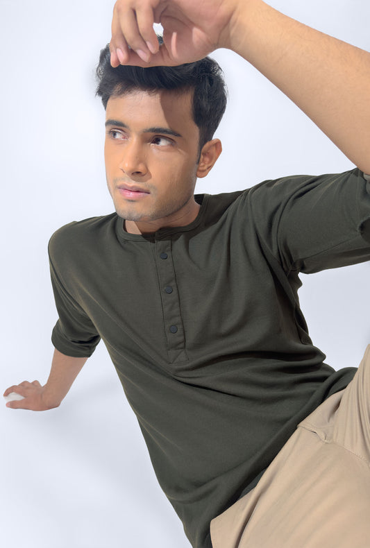 Men's Henley Shirt - Lunar Green - keos.life