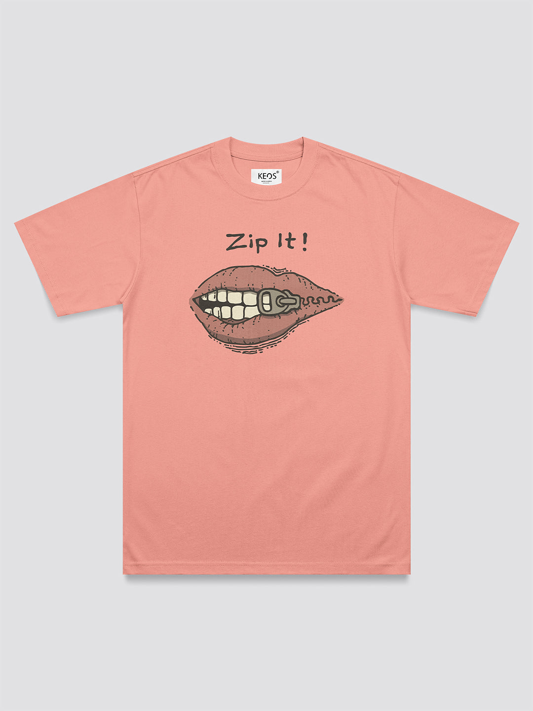Cotton Statement T-Shirt – “Zip It” | Regular Fit