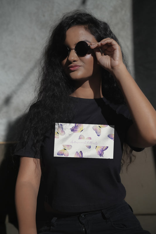 Antisocial Butterfly Organic Cotton Graphic Crop Top - keos.life