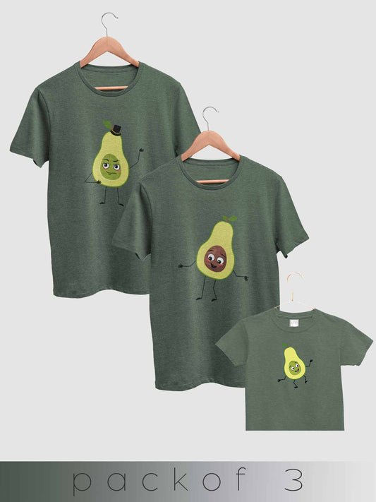 mini & Me Matching T-Shirts – “Avocado Family” (Pack of 3)