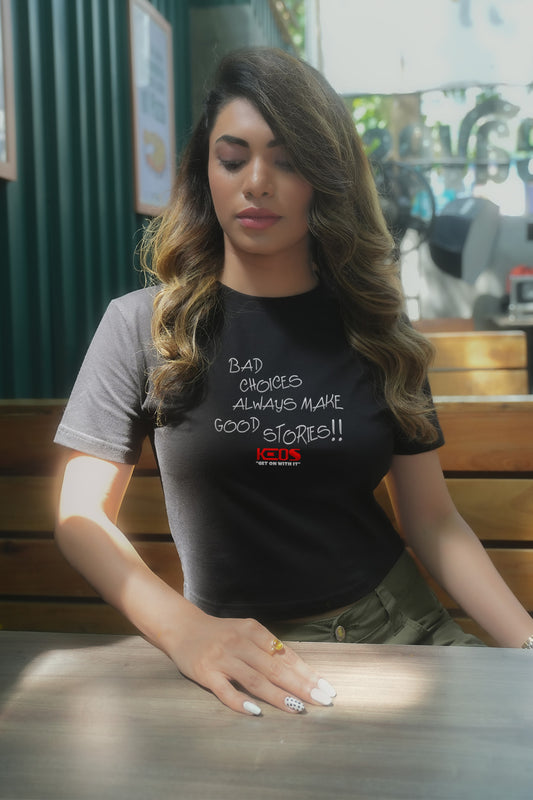 Organic Cotton Graphic Crop Top - Bad Choices