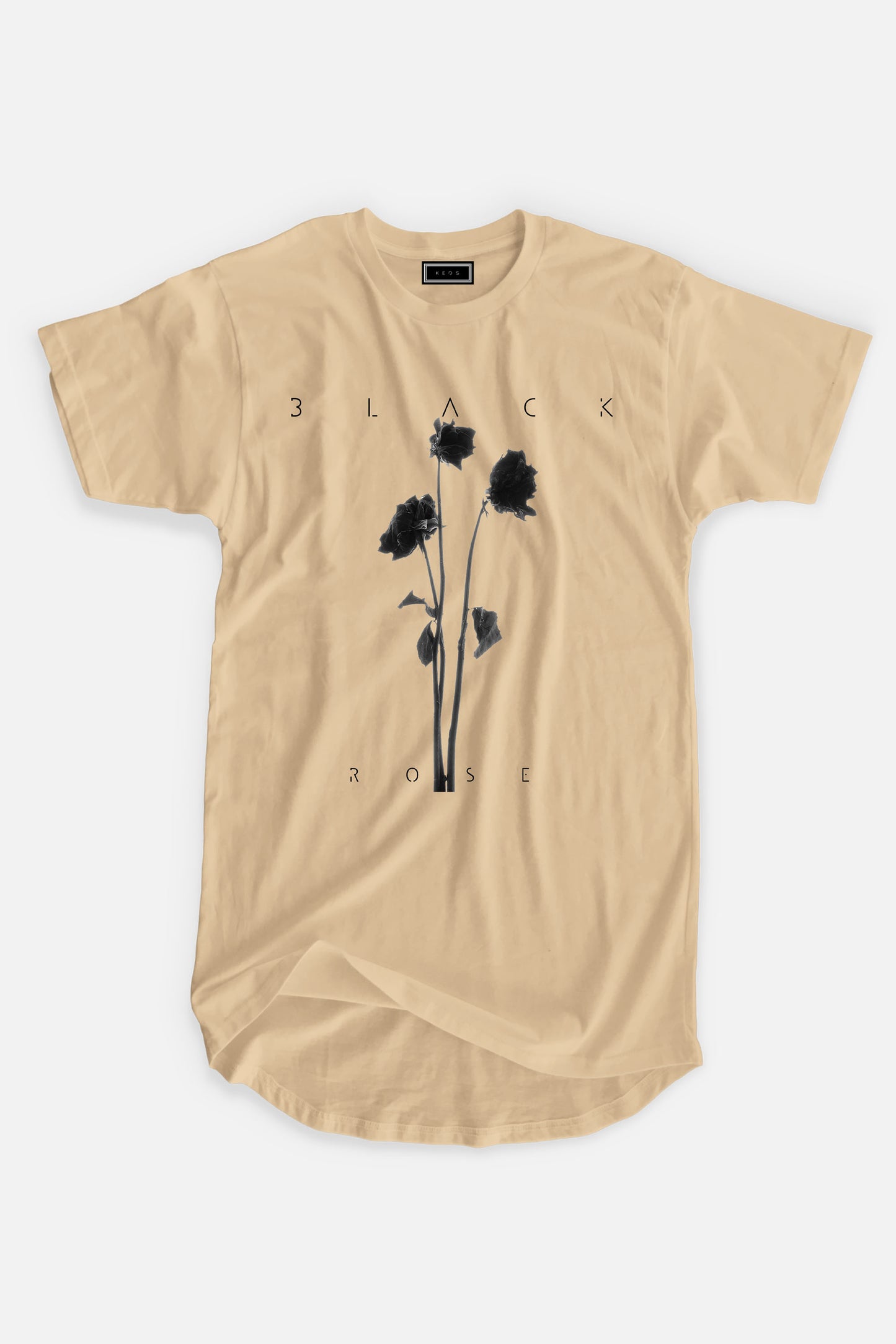 Longline Black Rose Organic Cotton T-shirt - keos.life