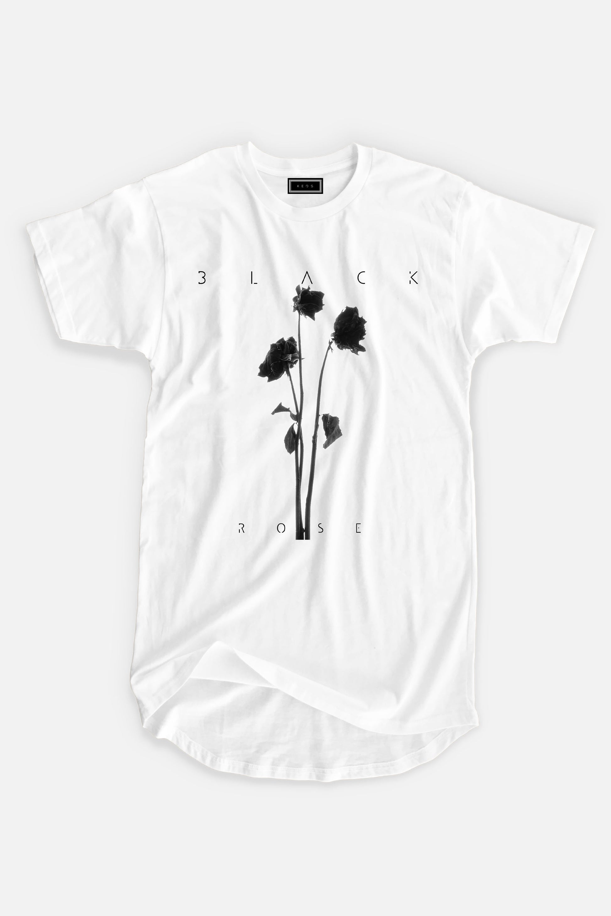 Longline Black Rose Organic Cotton T-shirt - keos.life
