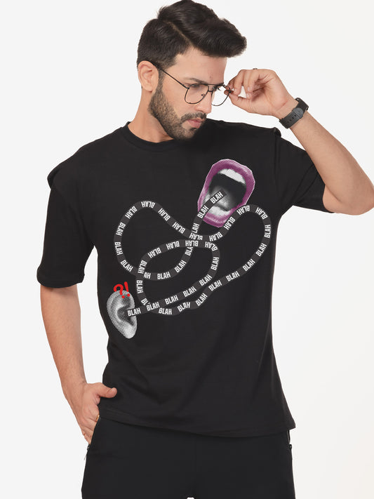 Organic Cotton Graphic T-Shirt – “Blah Blah Blah” | Oversized Fit