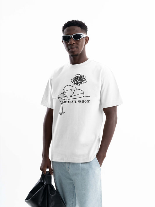 Organic Cotton Graphic T-Shirt – “Corporate Majdoor” | Regular Fit