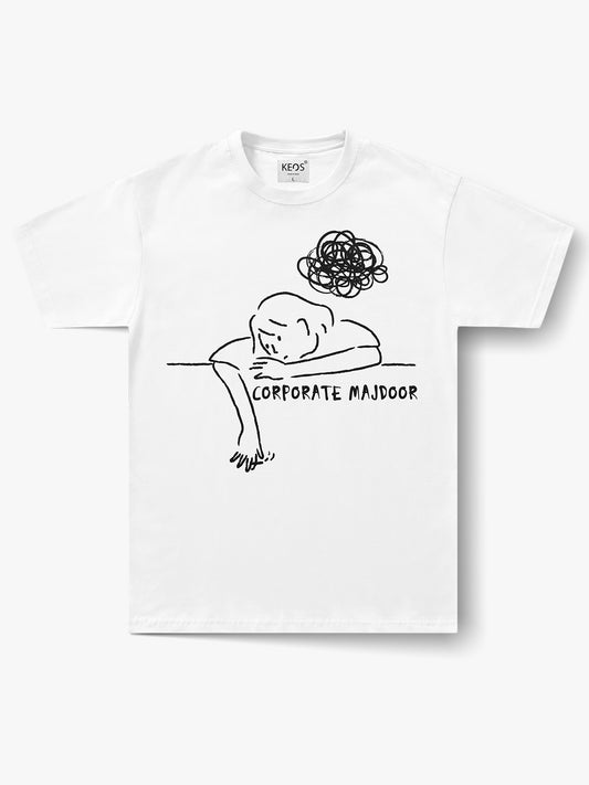 Organic Cotton Graphic T-Shirt – “Corporate Majdoor” | Regular Fit