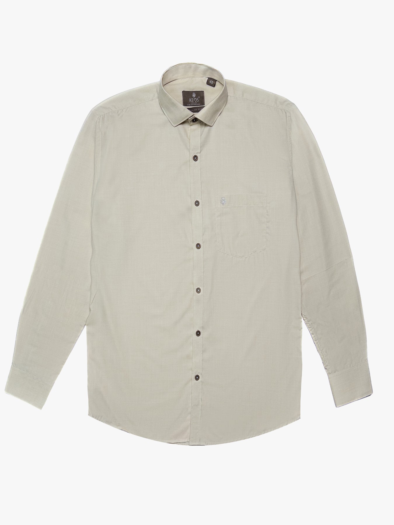Cream Mercerised Blended Casual Shirt