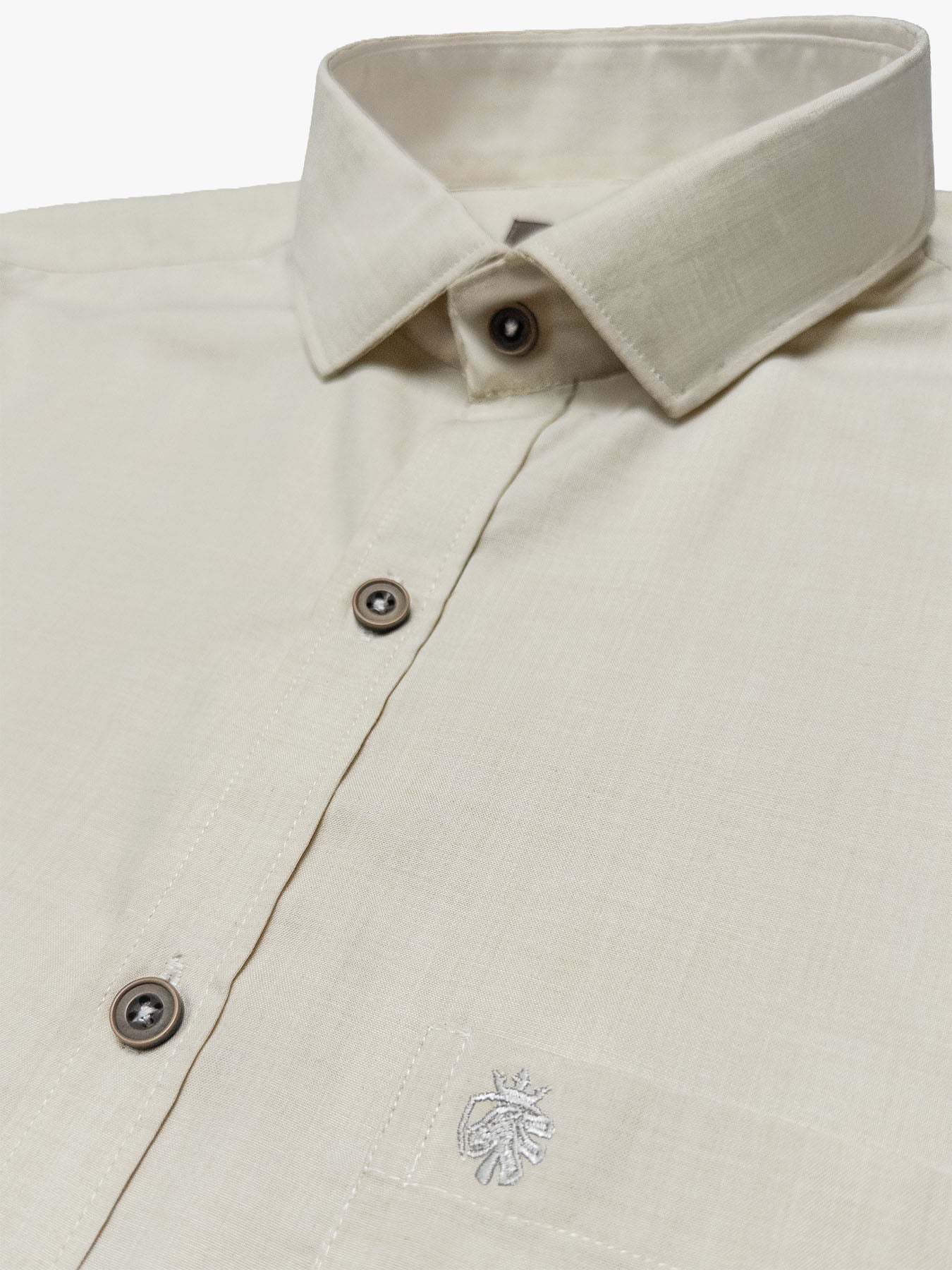 Cream Mercerised Blended Casual Shirt