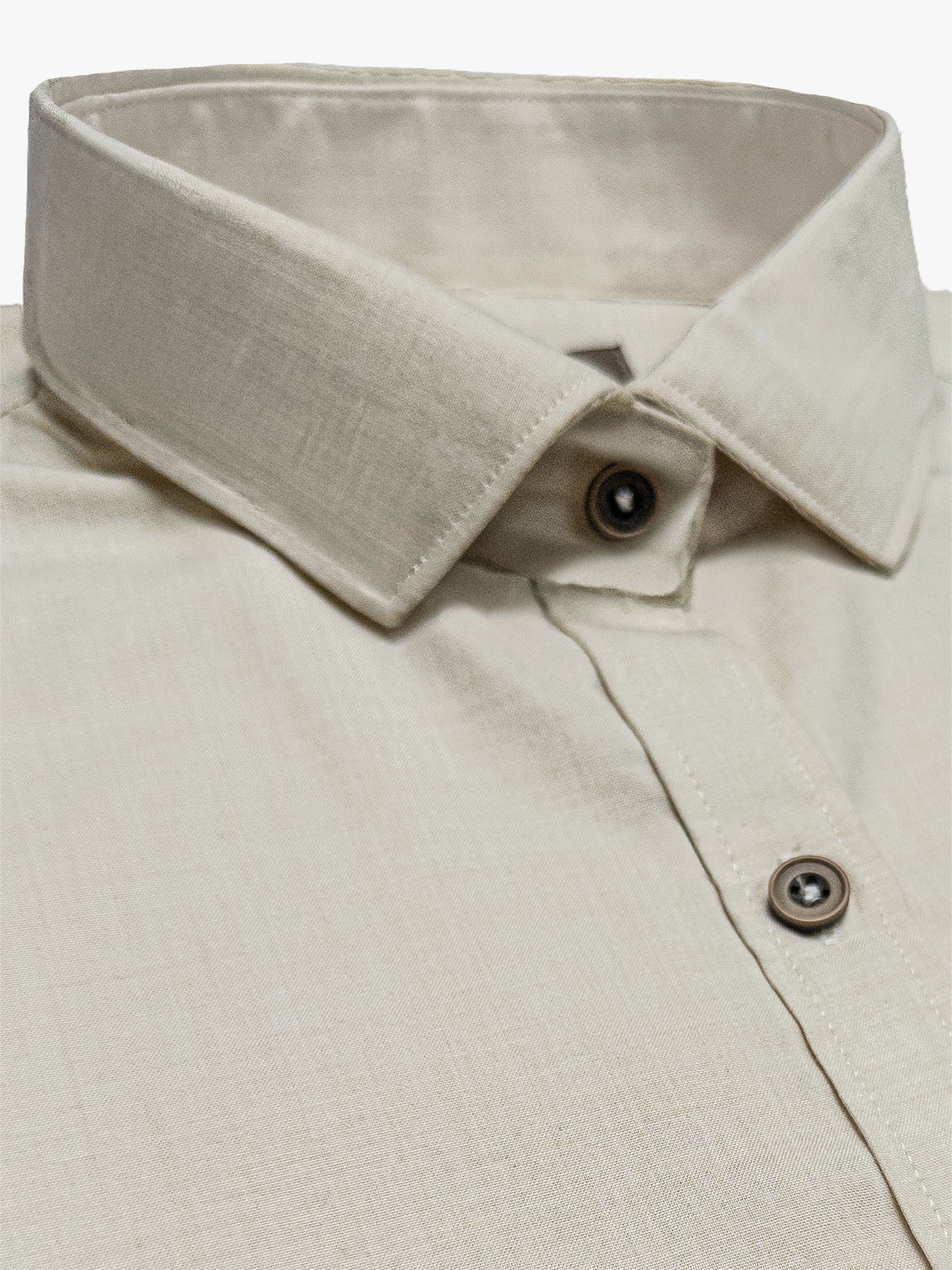 Cream Mercerised Blended Casual Shirt