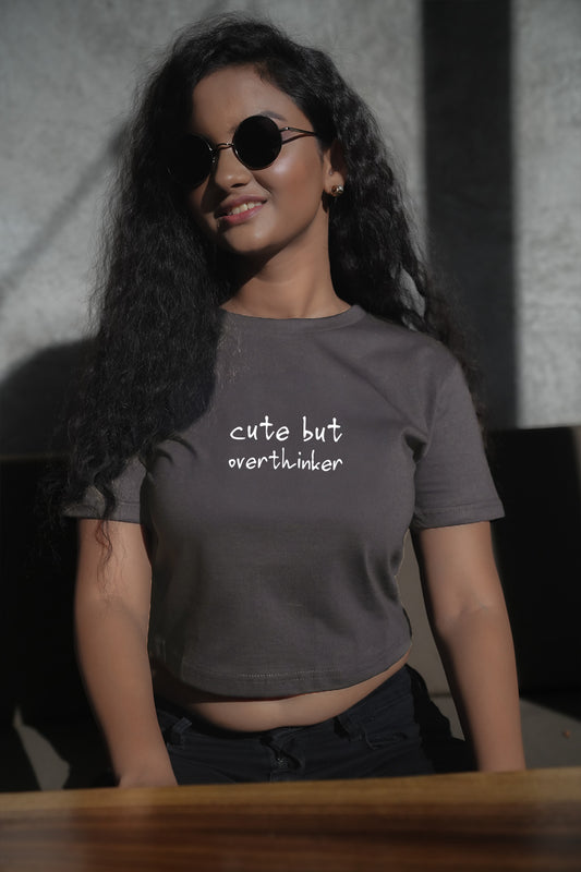 Organic Cotton Crop Top - Cute But Overthinker