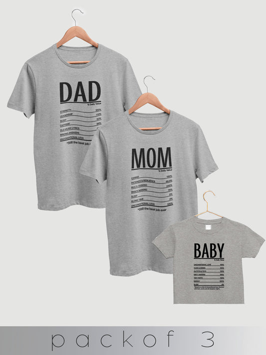 mini & Me Matching T-Shirts – “Nutrition Facts” (Pack of 3)