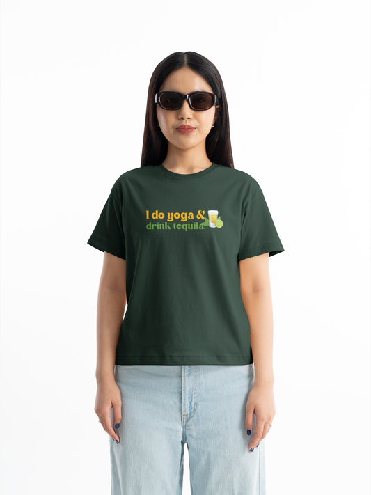 Organic Cotton Graphic T-Shirt – Do Yoga & Tequila | Regular Fit