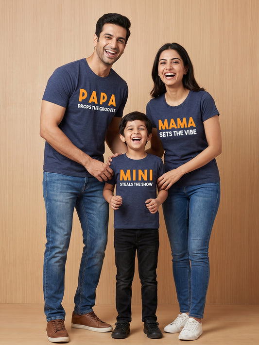 mini & Me Matching T-Shirts – “FAMILY GROOVE” (Pack of 3)