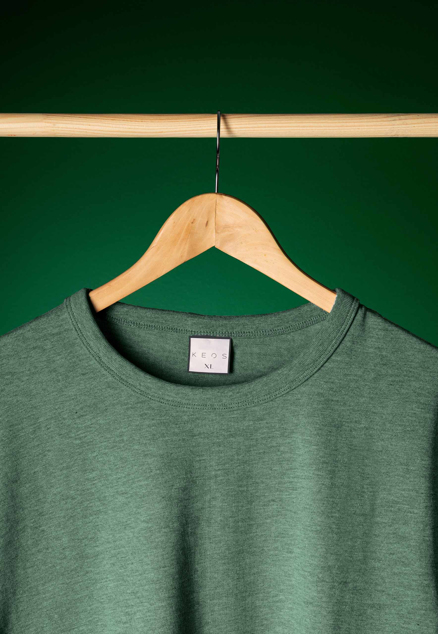 Basic Melange Cotton T-shirt - Green - keos.life