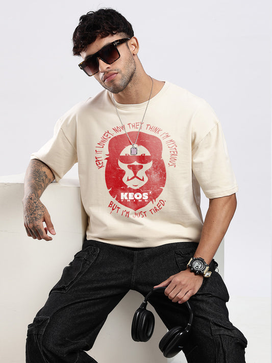 Premium Terry Graphic T-Shirt – Just Tired | Oversized Fit | 240 GSM