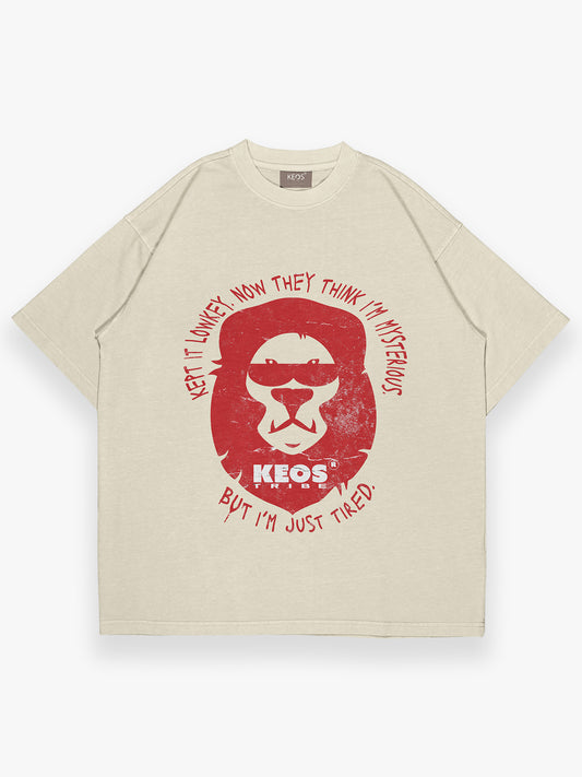 Premium Terry Graphic T-Shirt – Just Tired | Oversized Fit | 240 GSM