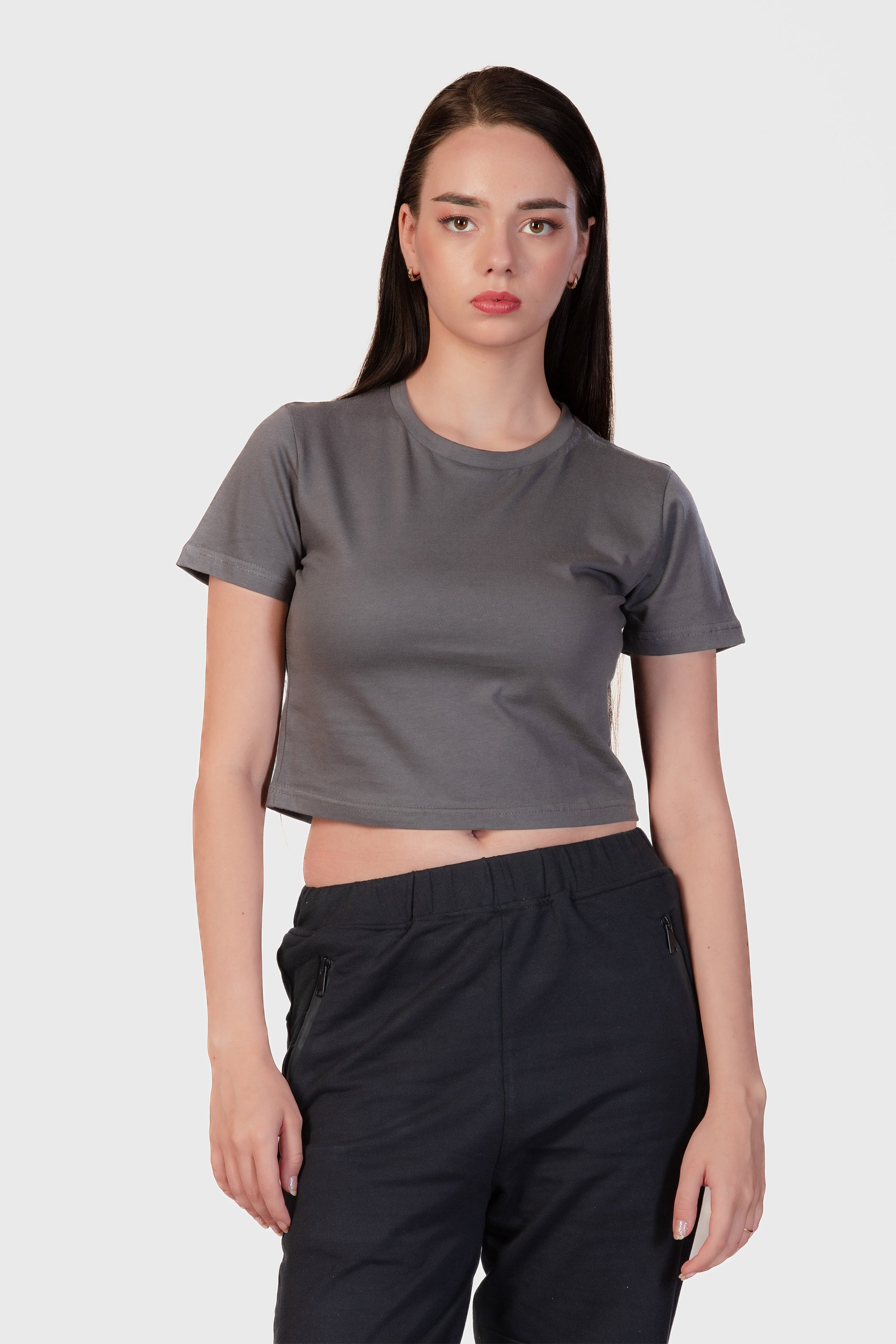 Basic Organic Cotton Crop Top - Grey - keos.life