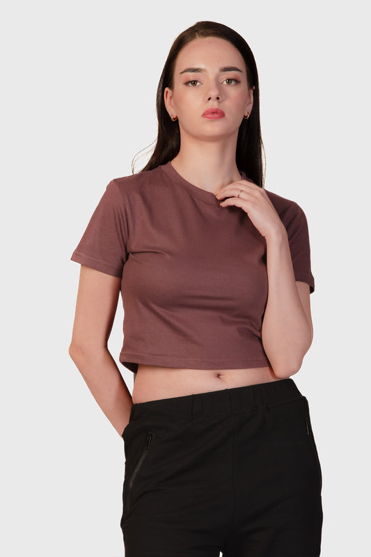 Basic Organic Cotton Crop Top - Metallic Rose - keos.life