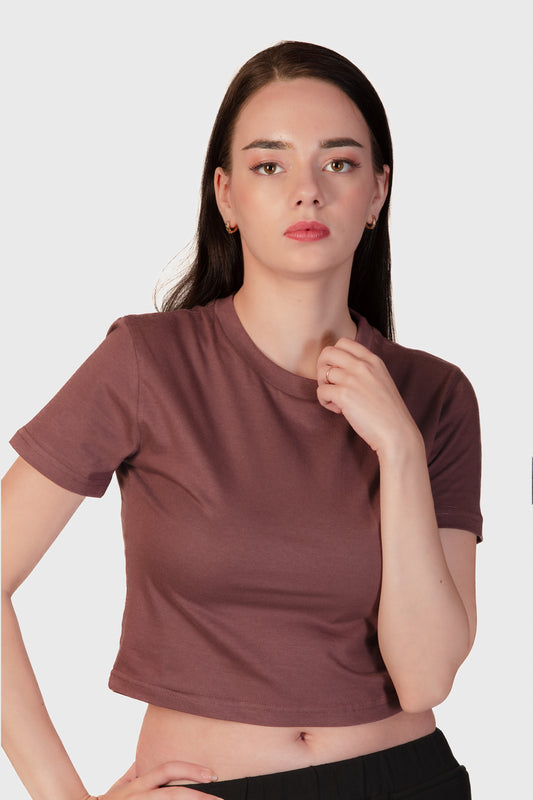 Basic Organic Cotton Crop Top - Metallic Rose - keos.life