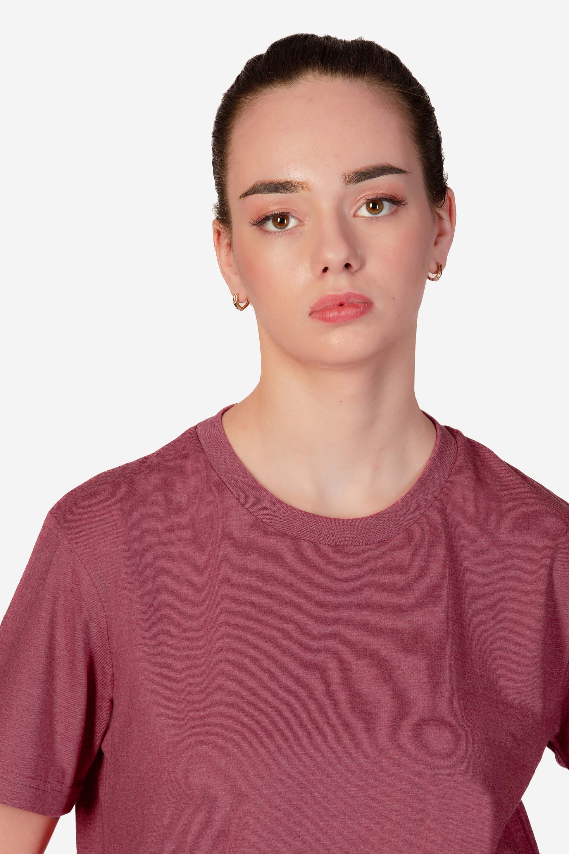 Basic Melange Cotton T-shirt - Pink - keos.life
