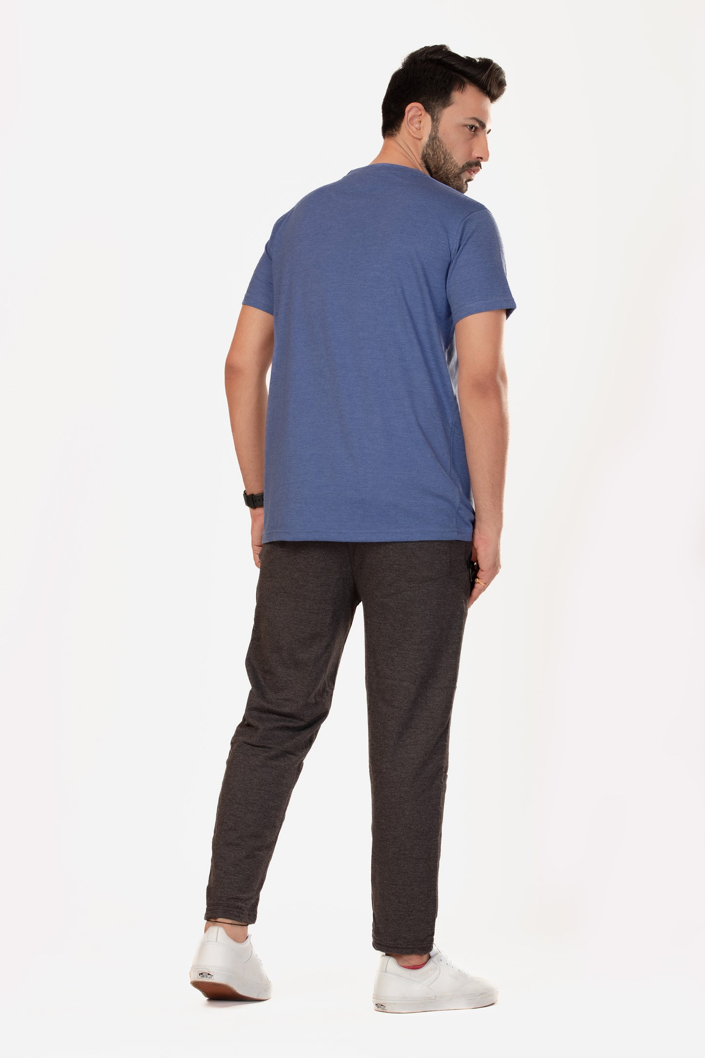 Basic Melange Cotton T-shirt - Sky - keos.life