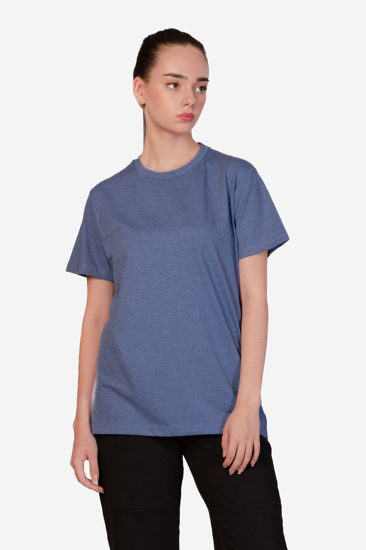 Basic Melange Cotton T-shirt - Sky - keos.life