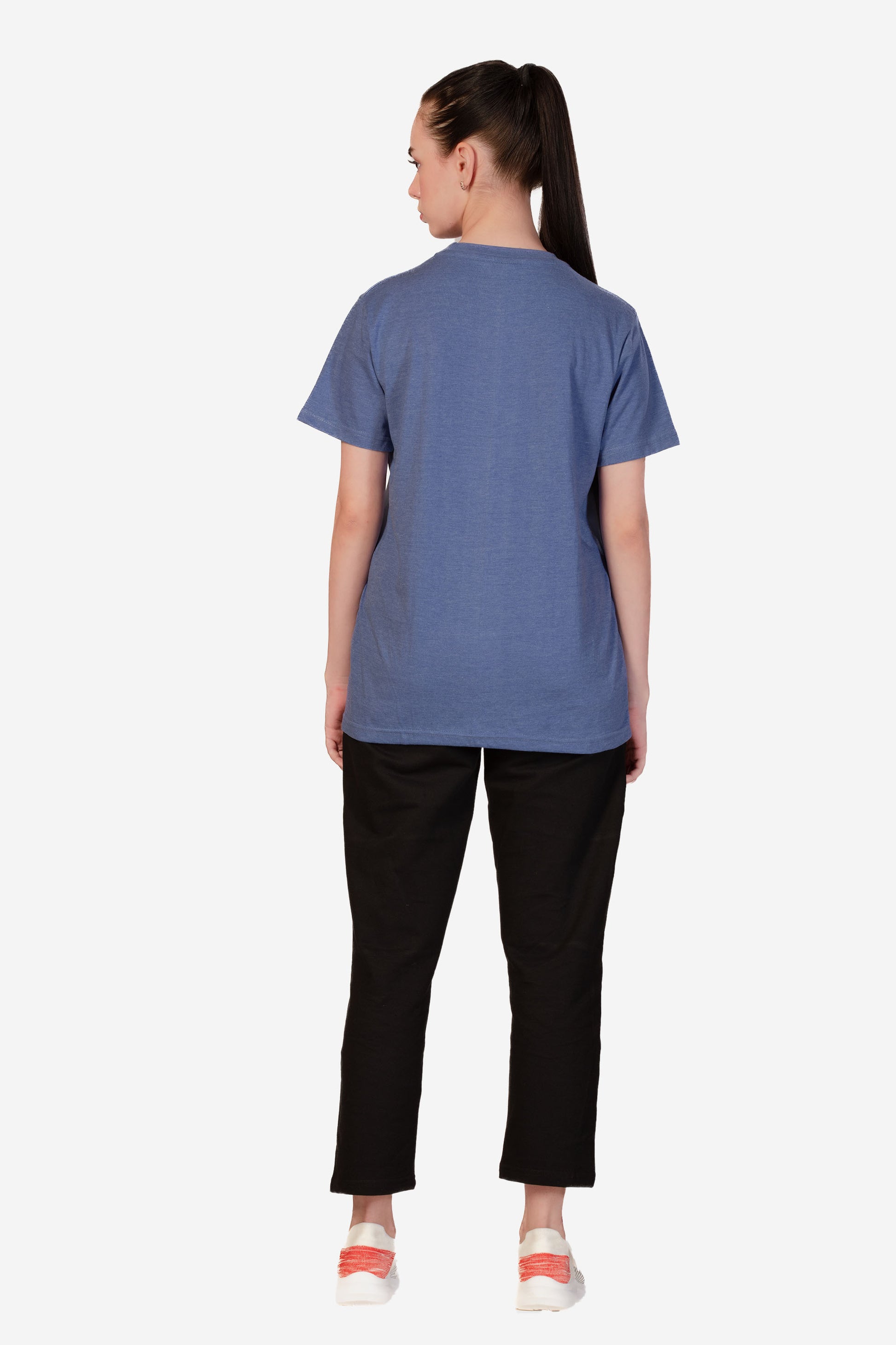 Basic Melange Cotton T-shirt - Sky - keos.life
