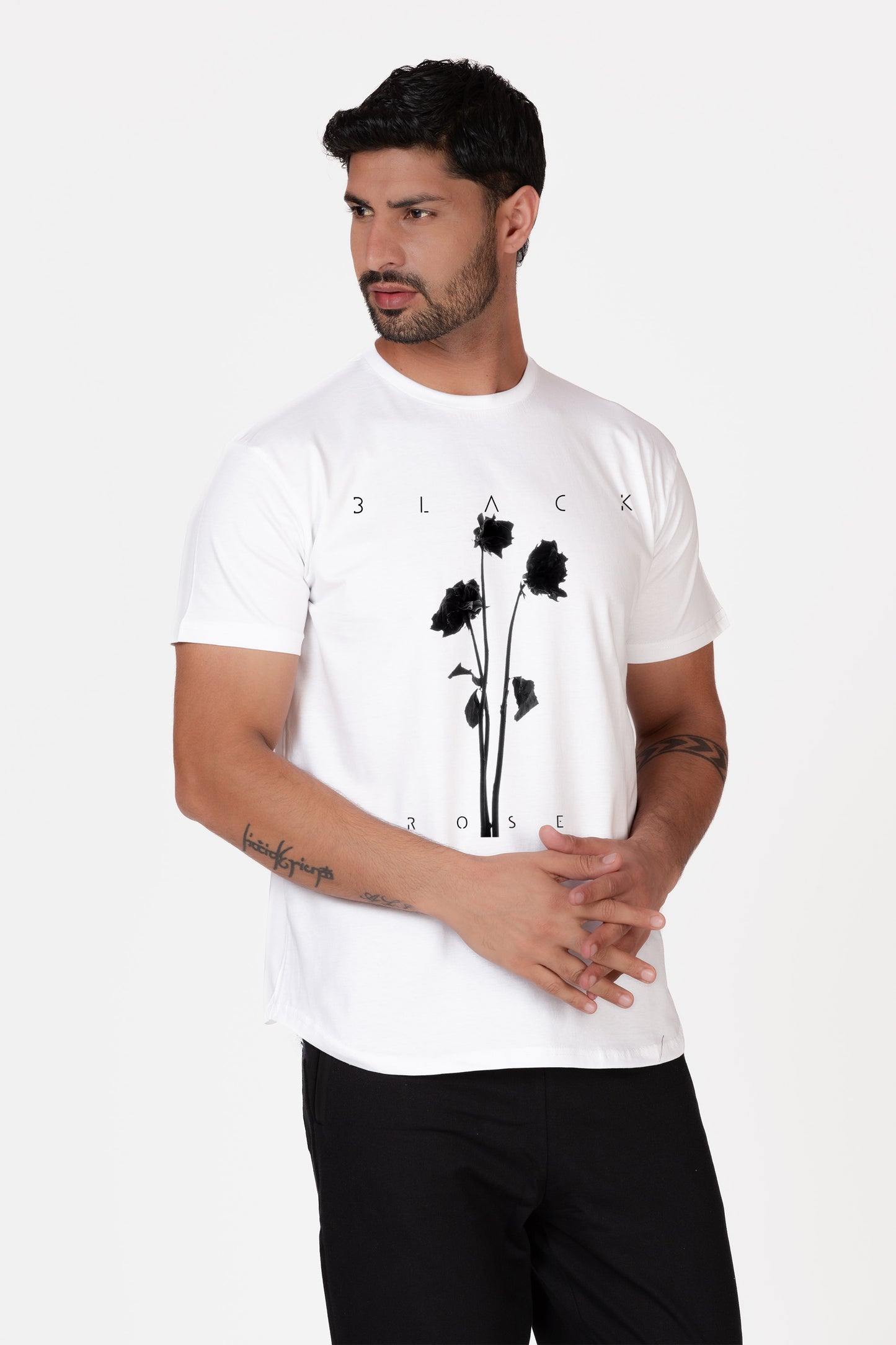 Longline Black Rose Organic Cotton T-shirt - keos.life