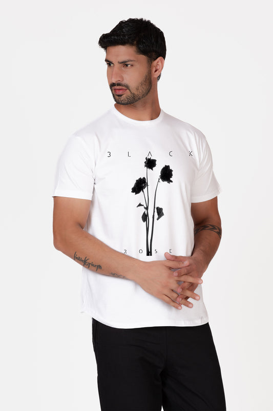 Longline Black Rose Organic Cotton T-shirt - keos.life