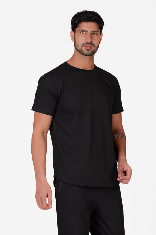 Longline Organic Cotton Essential T-shirt - Black - keos.life
