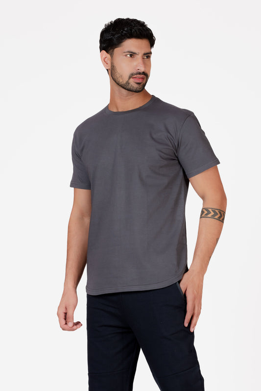 Longline Organic Cotton Essential T-shirt - Grey