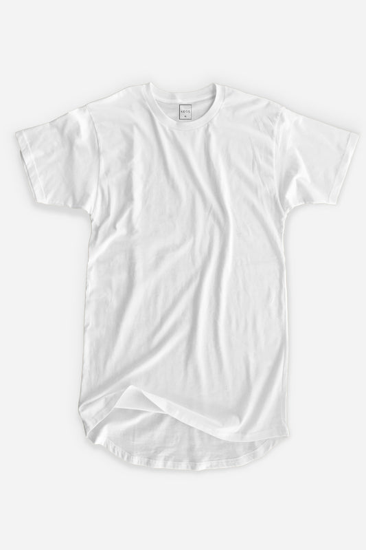 Longline Organic Cotton Essential T-shirt- White - keos.life