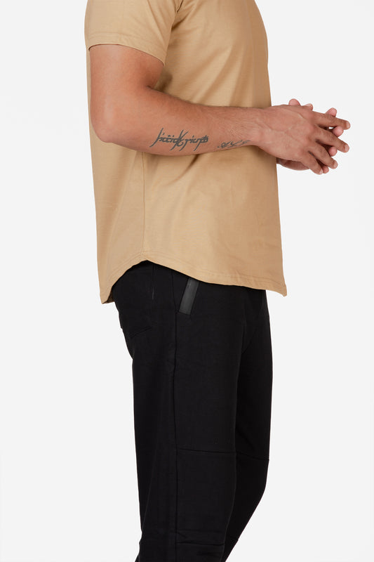Longline Organic Cotton Essential T-shirt - Sand - keos.life