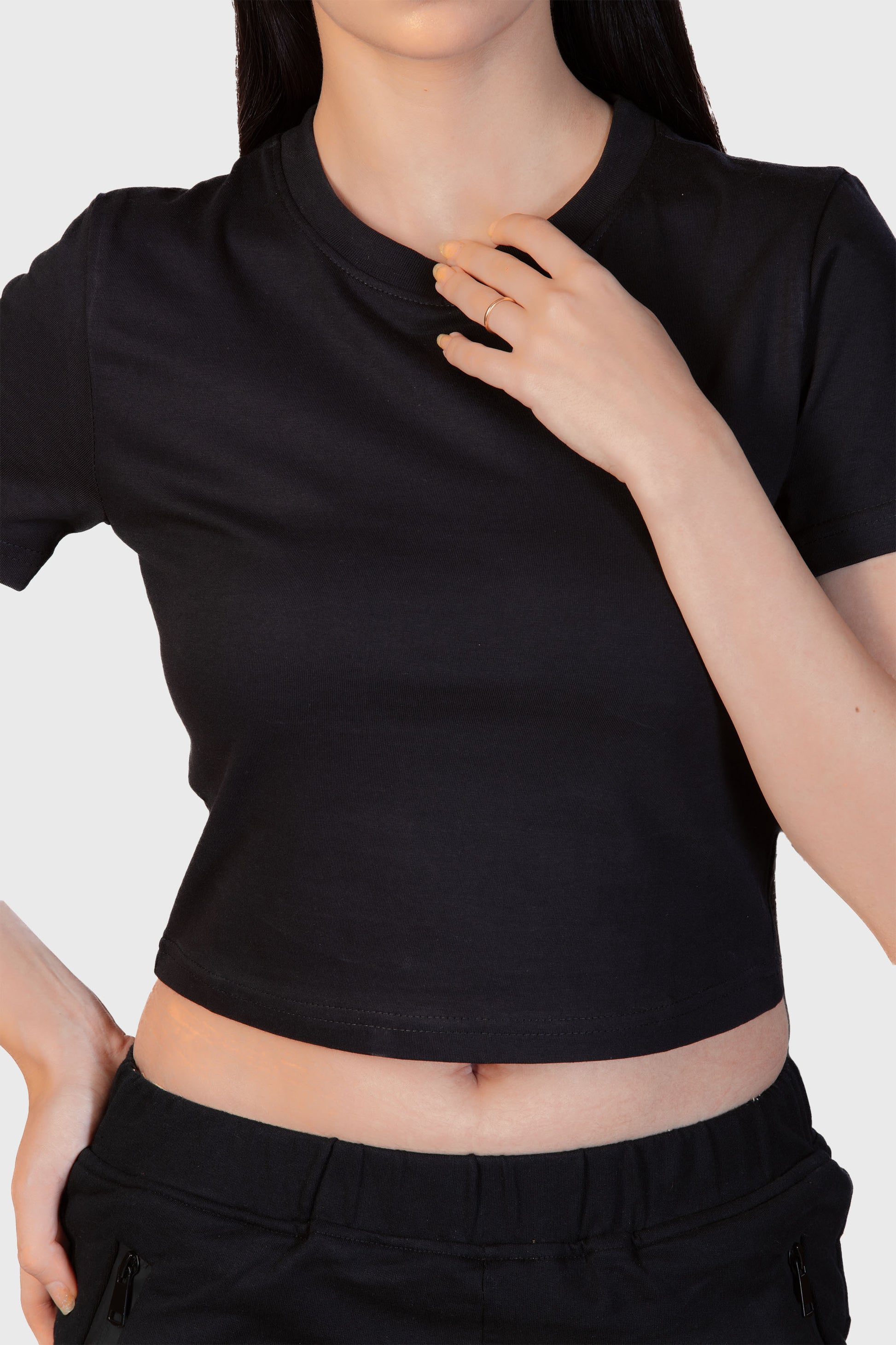 Basic Organic Cotton Crop Top - Black - keos.life