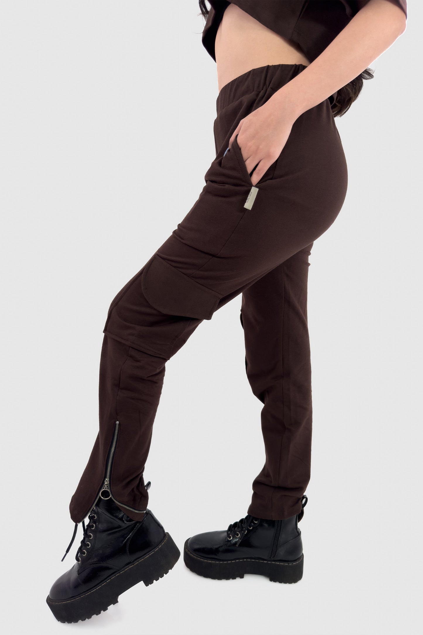 Oversized Crop Top Co-ord Set - Coffee - keos.life