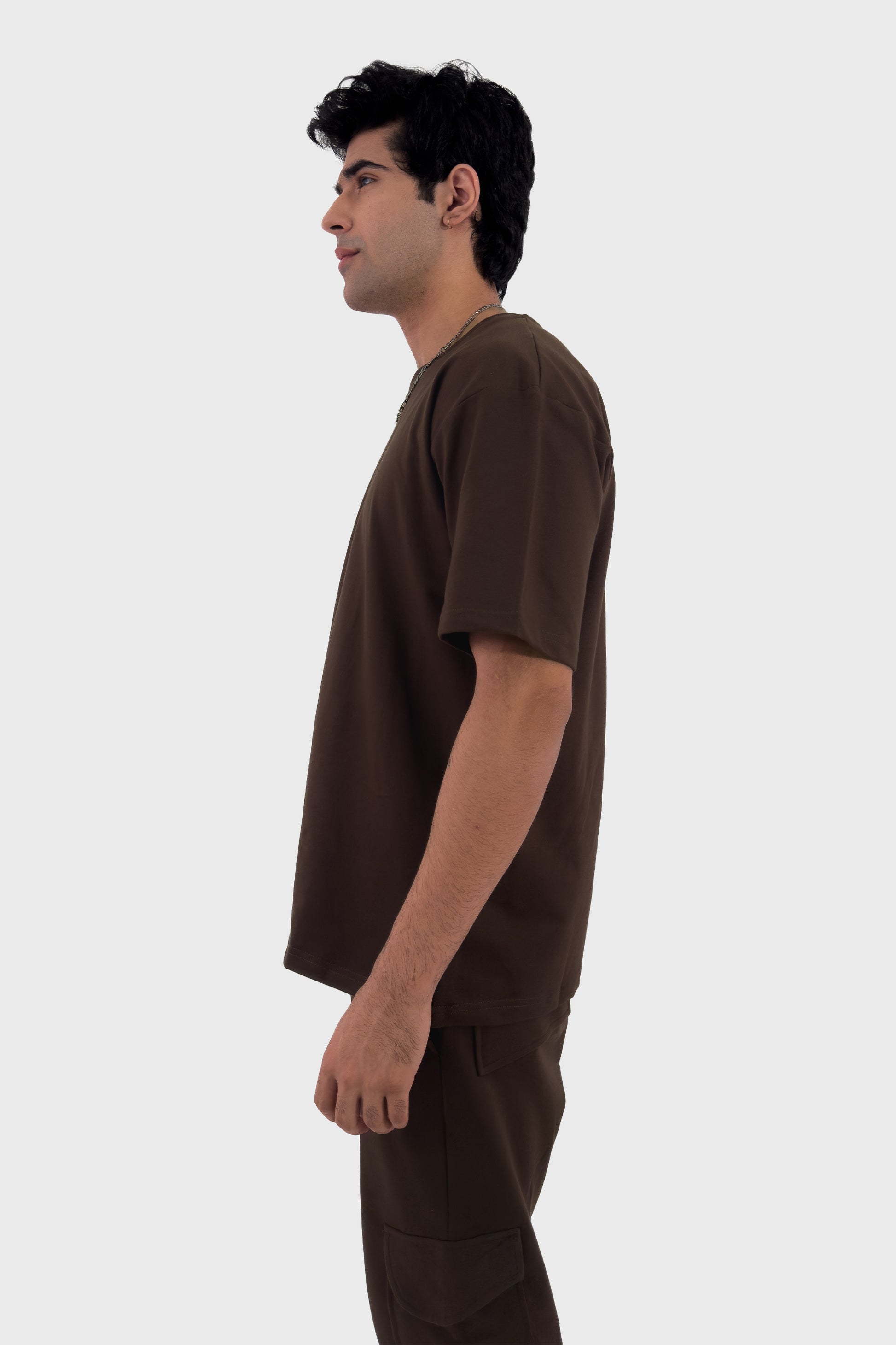 Oversized T-shirt Co-ord Set - Coffee - keos.life