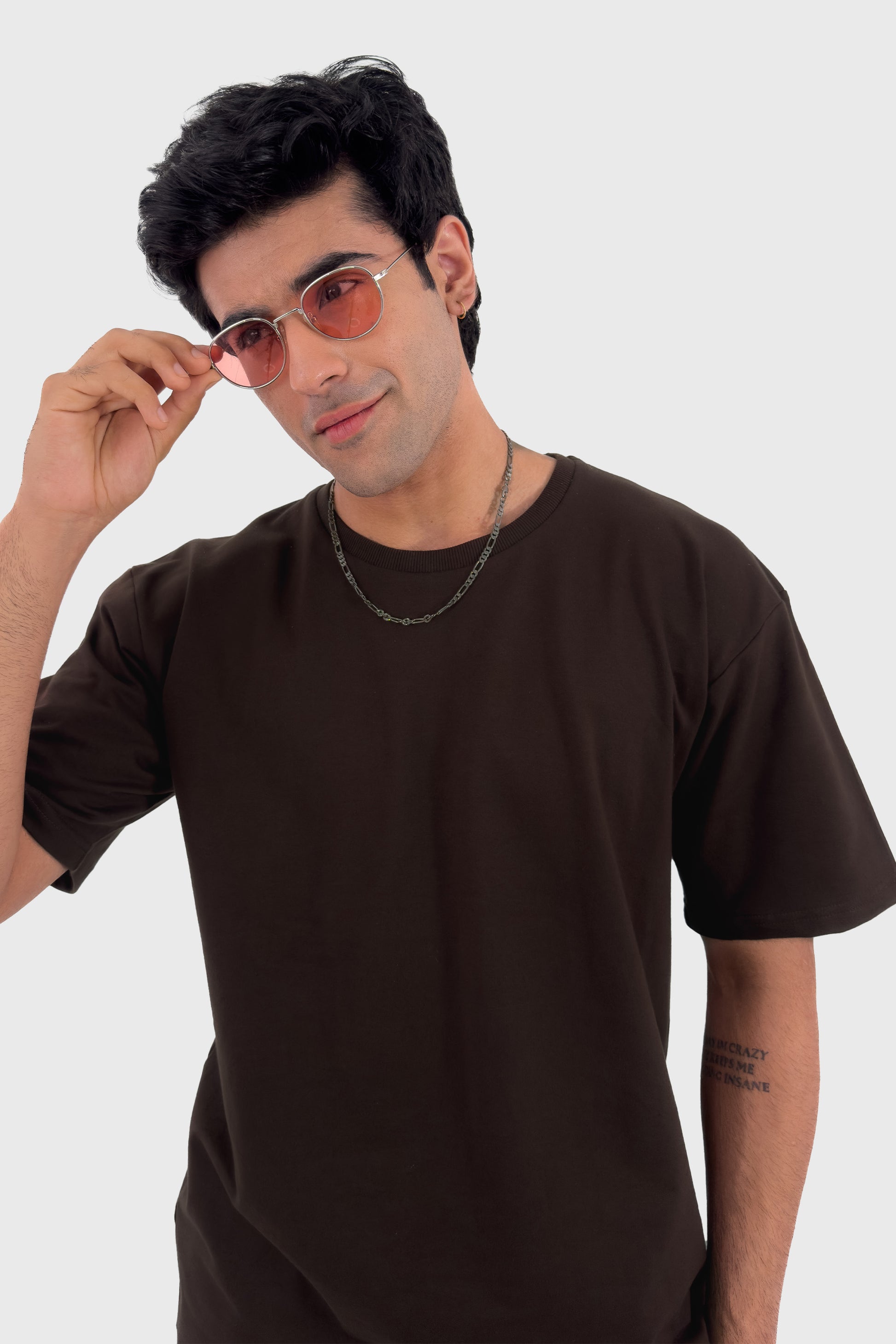 Oversized T-shirt Co-ord Set - Coffee - keos.life