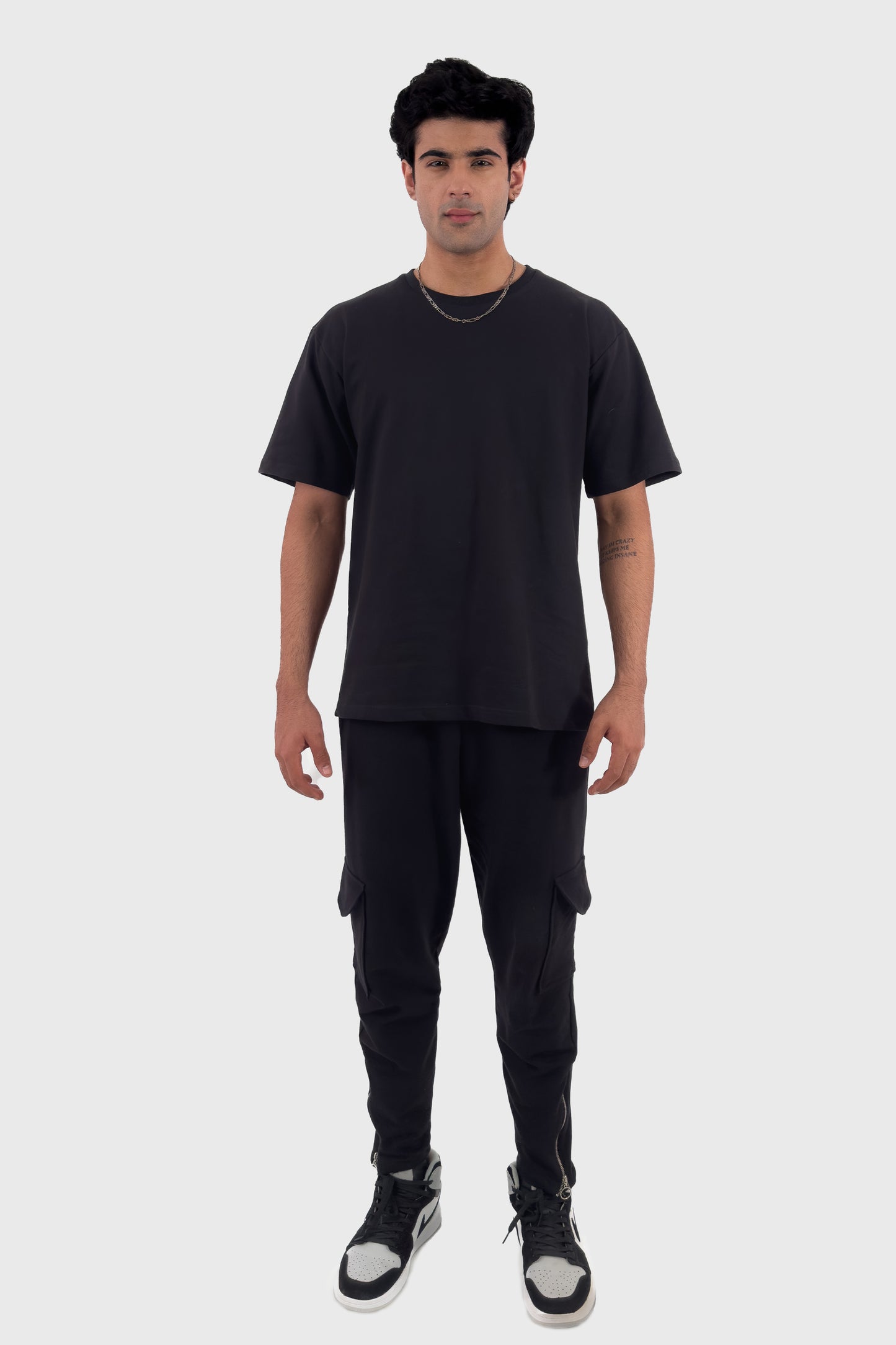 Oversized T-shirt Co-ord Set - Black - keos.life