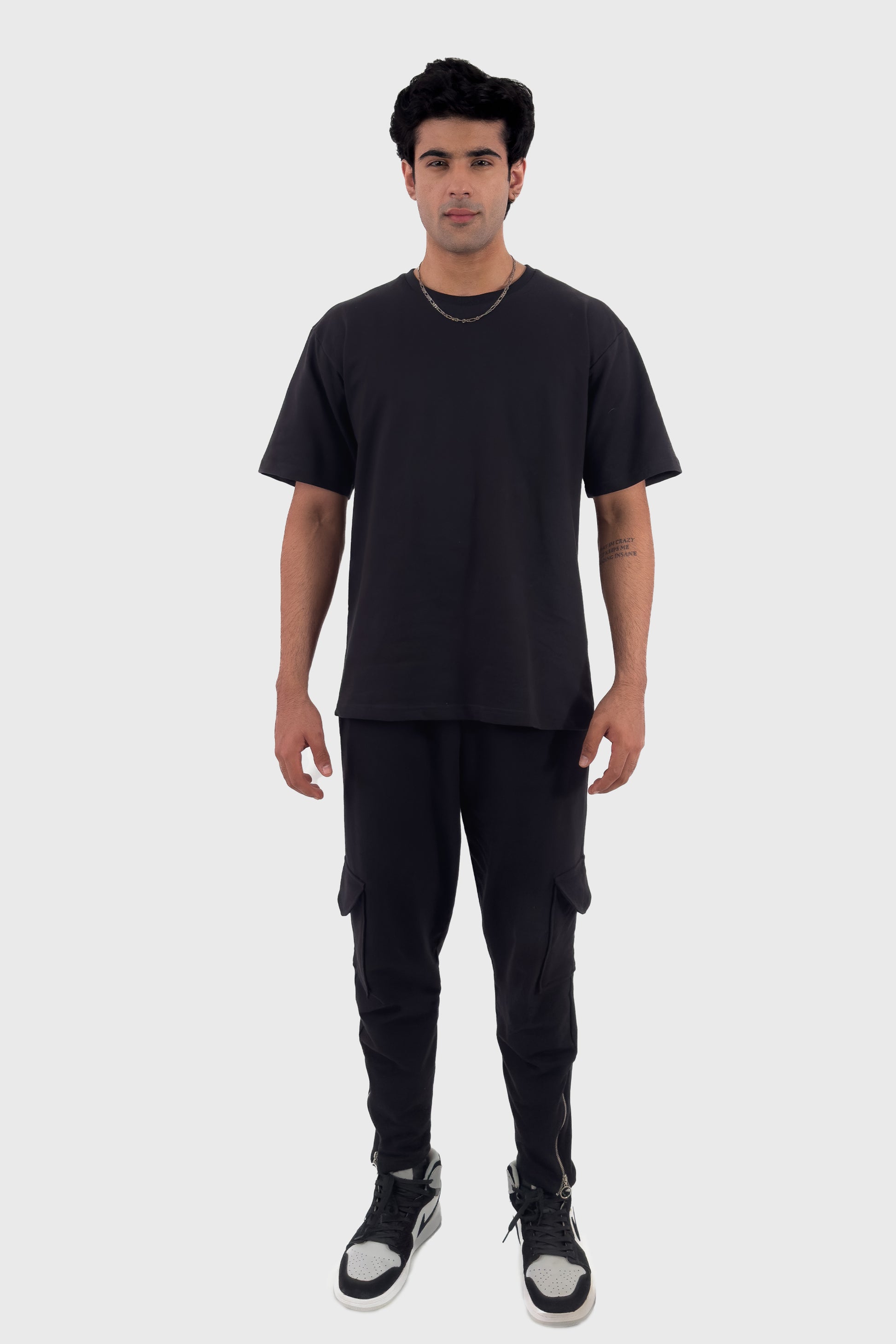 Oversized T-shirt Co-ord Set - Black - keos.life