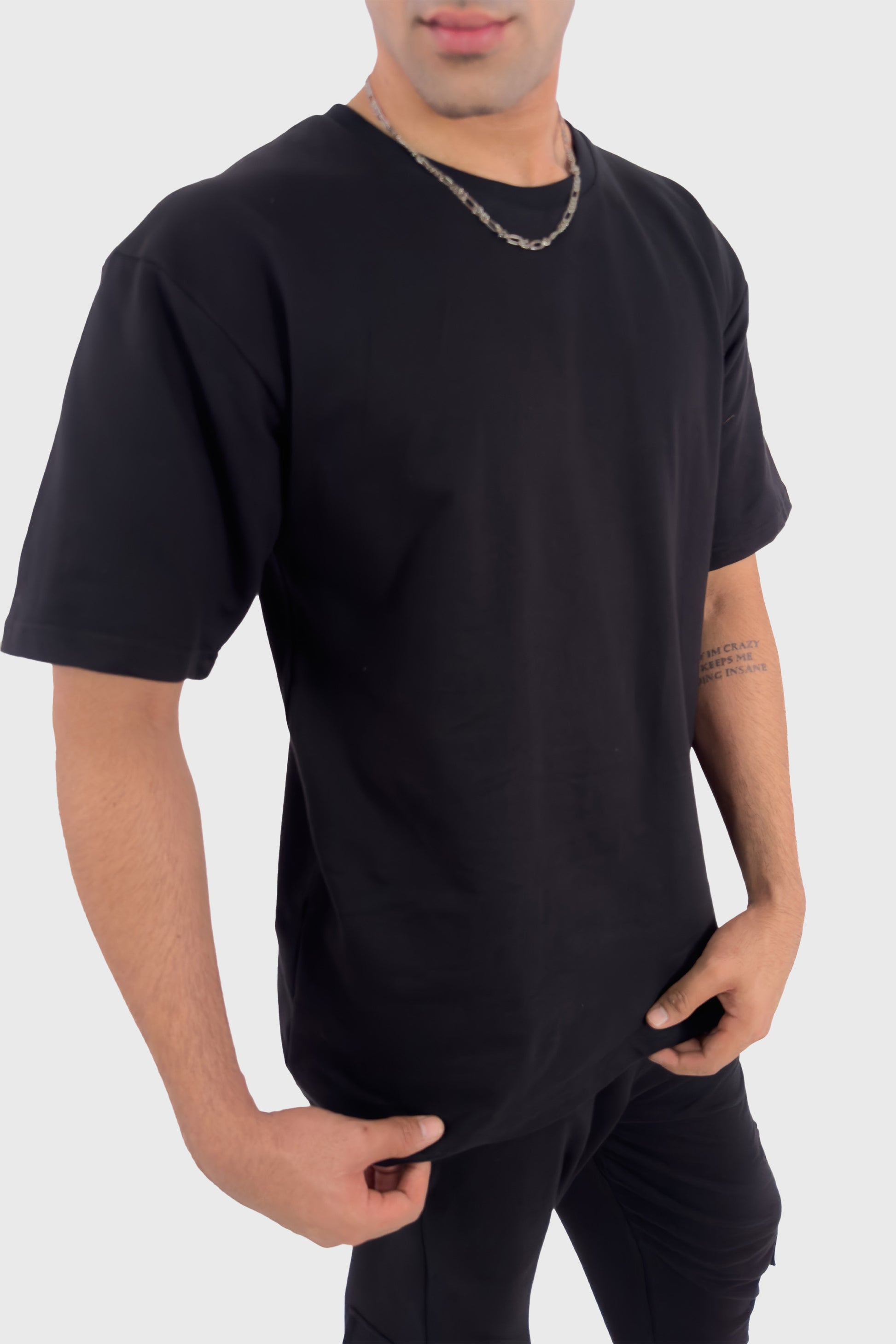 Oversized T-shirt Co-ord Set - Black - keos.life