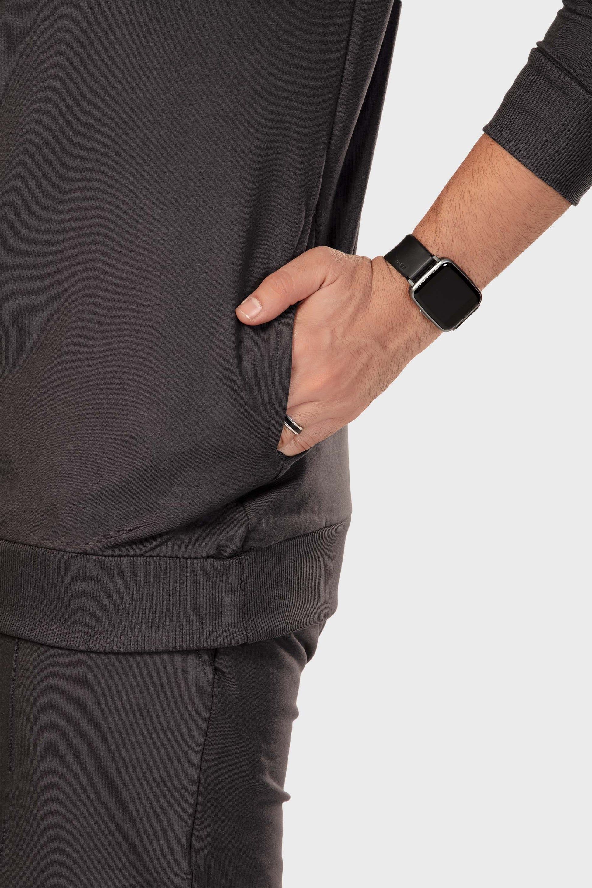 Zipper Sweatshirt Co-ord Set - Dark Grey - keos.life