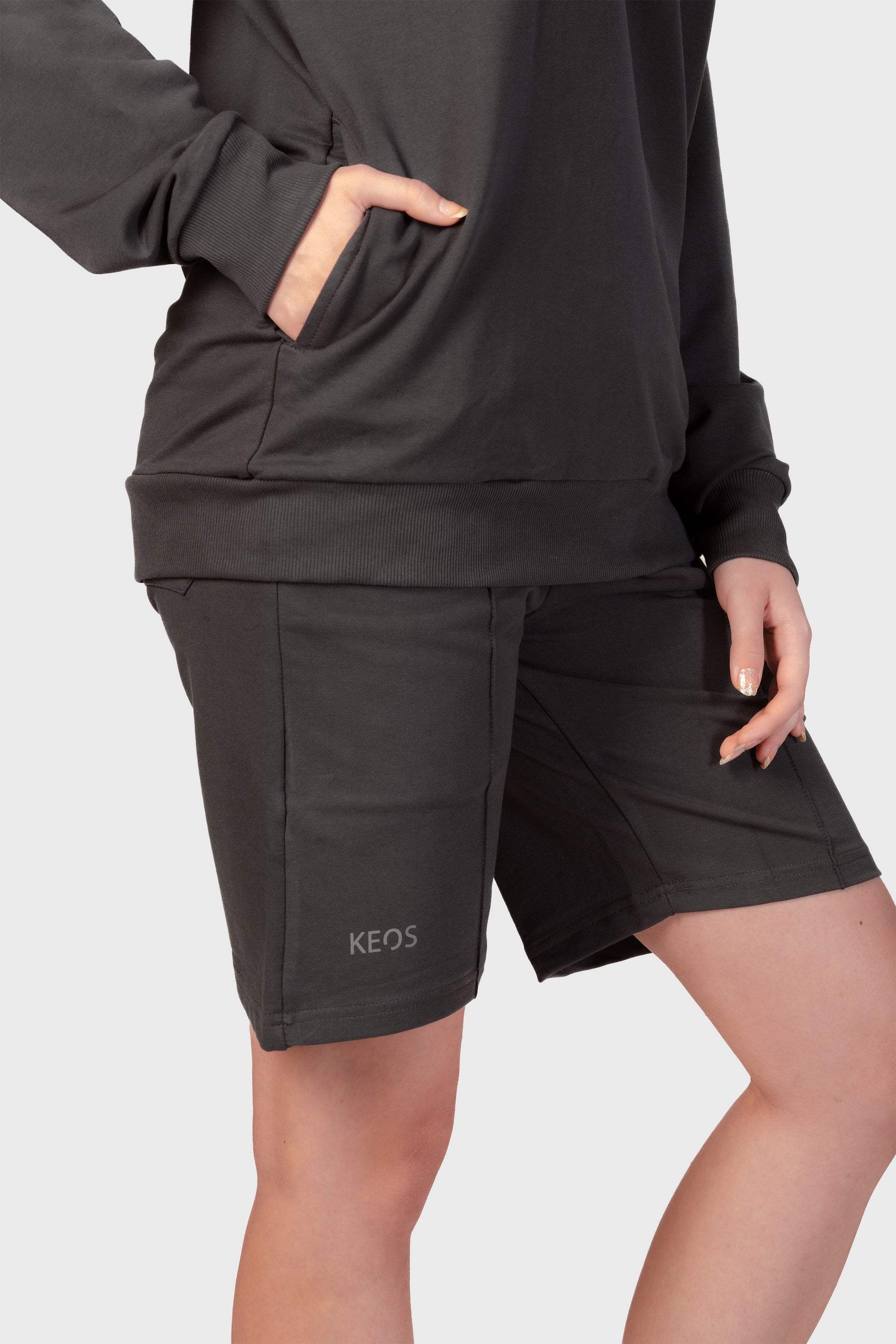 Zipper Sweatshirt Co-ord Set - Dark Grey - keos.life